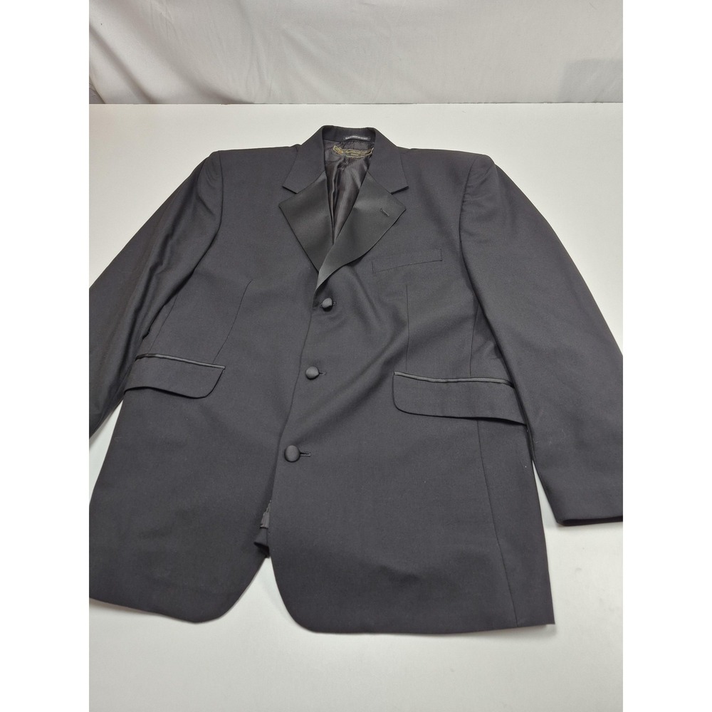 Loro Piana Lubiam Suit Jacket Men's 44 Black Wool Super 110s Tuxedo Formal